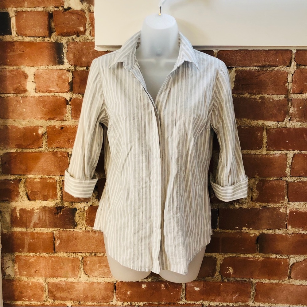 Striped 3/4 Sleeve Button Down